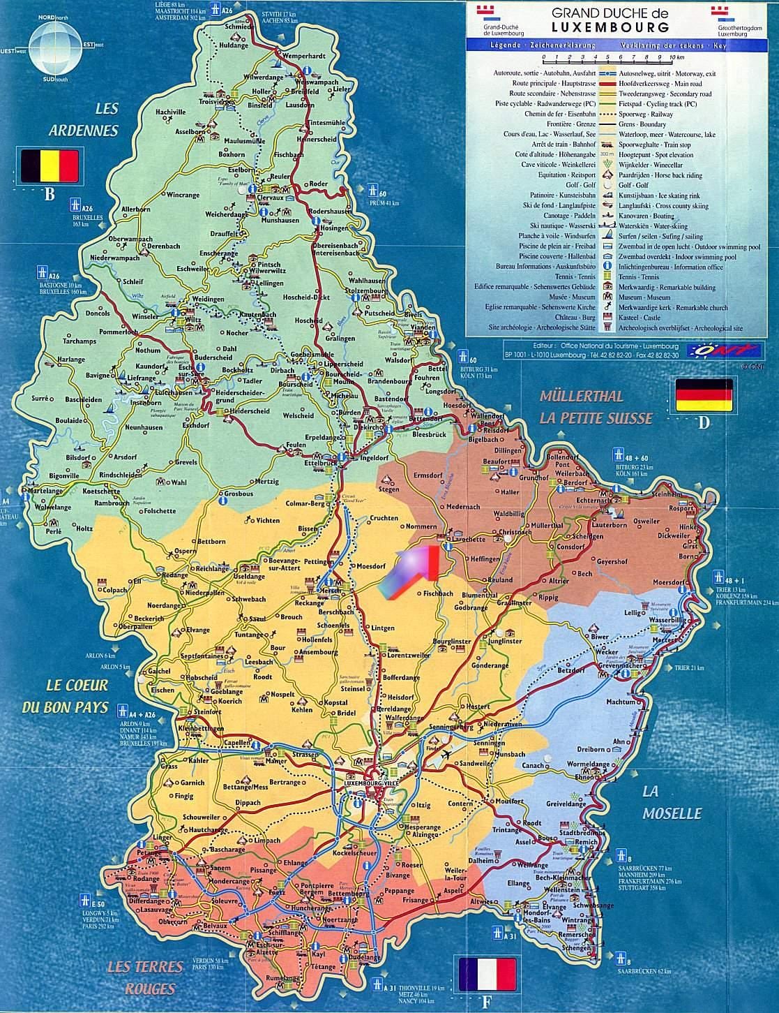 რუკა ლუქსემბურგი ტურისტული რუკა ატრაქციონები