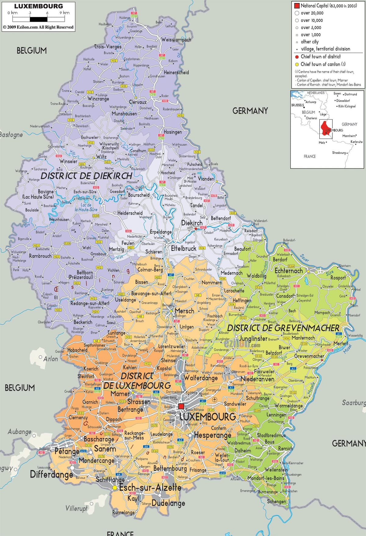 ლუქსემბურგი ქვეყანა რუკა